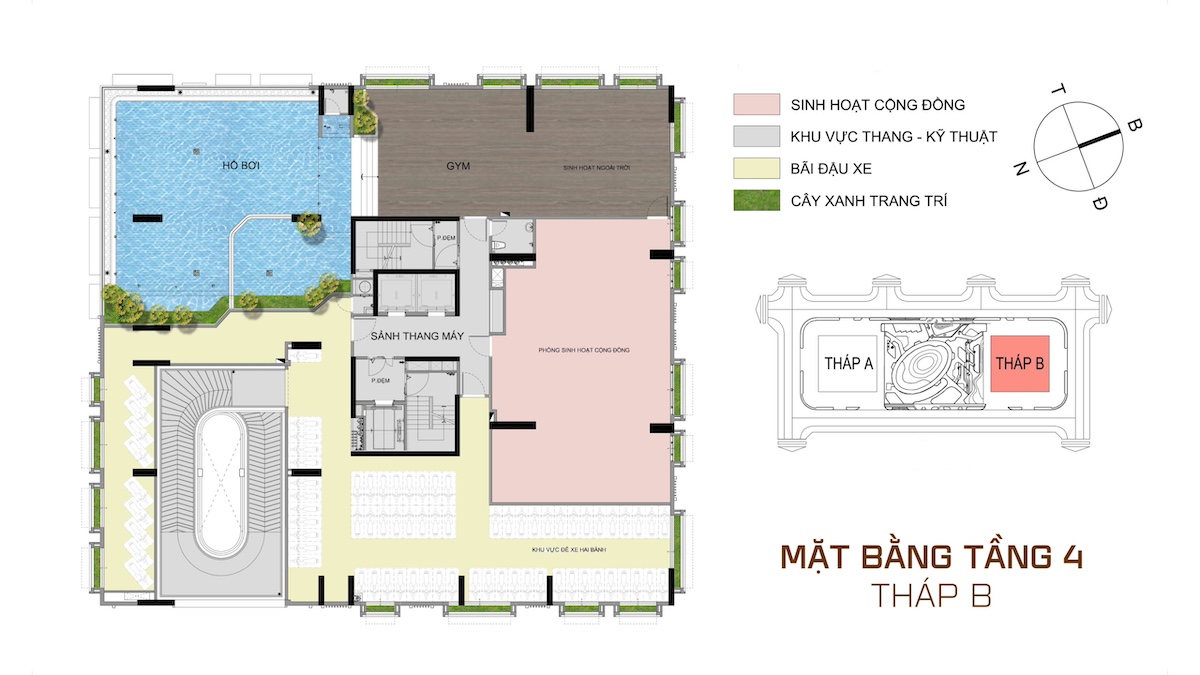 Mặt bằng tầng 4 tháp B Luxury Tower